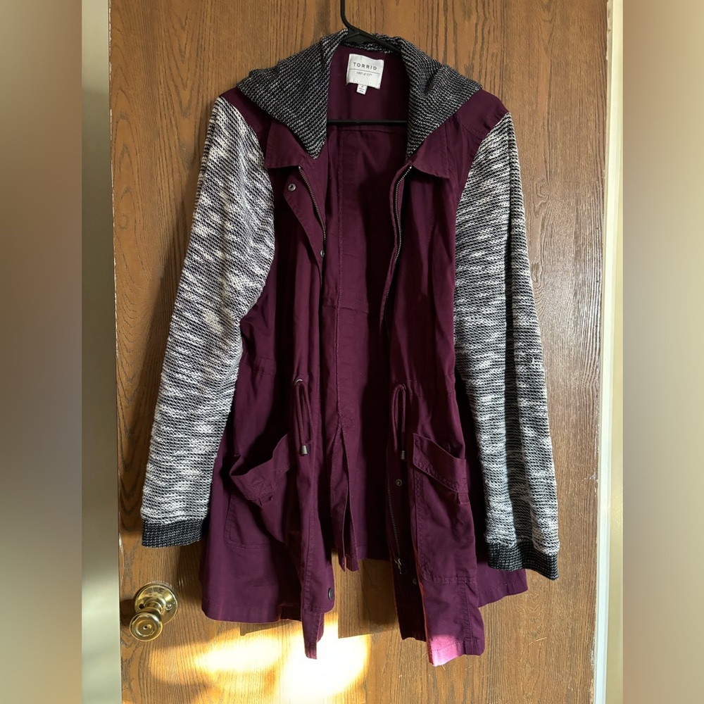 Purple tweed Hooded Jacket